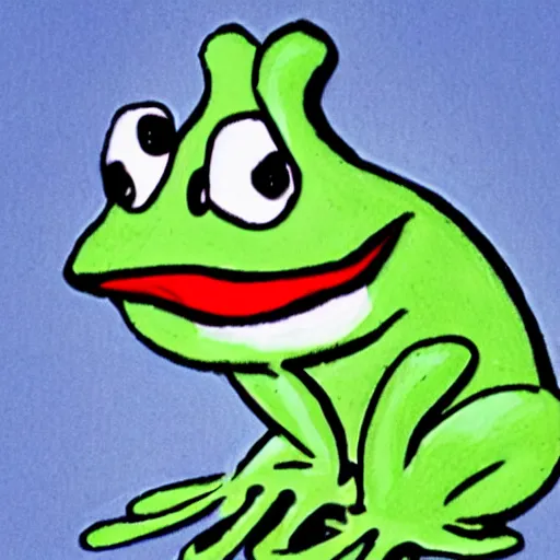 Image similar to An anthropomorphic frog, Dr. Seuss style