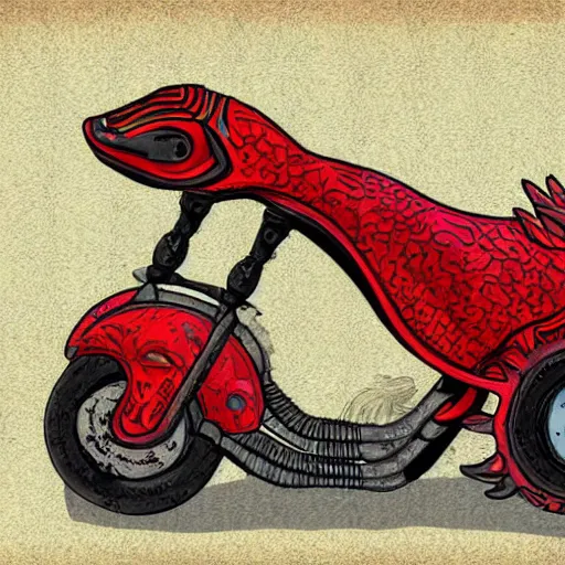 Prompt: axolotl riding a futuristic motorcycle, highly detailed, digital art