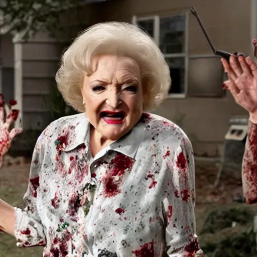 Image similar to betty white returning from the dead leading any army of zombies