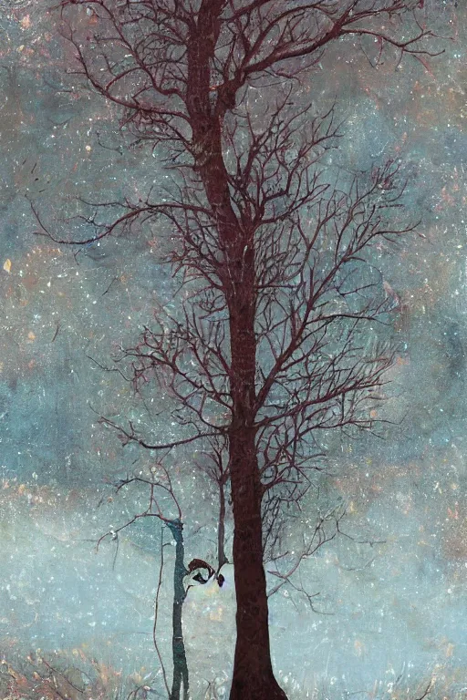 Image similar to tarot card, haunted woods, by andy kehoe