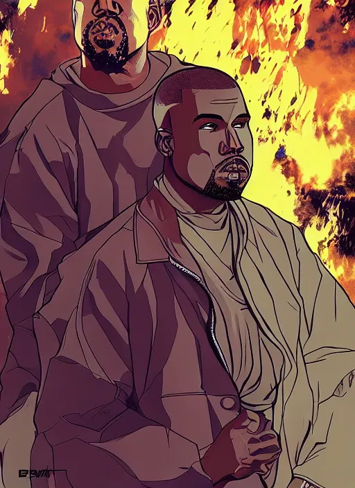 Image similar to kanye west manga cover, detailed, intricate colors, artstation trending, akira