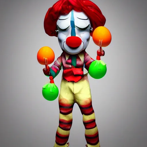 Prompt: A clown with pants made of eggs, trending on artstation