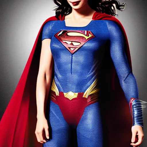 Prompt: a portrait of Gal Gadot wearing Superman suit of Henry Cavill version