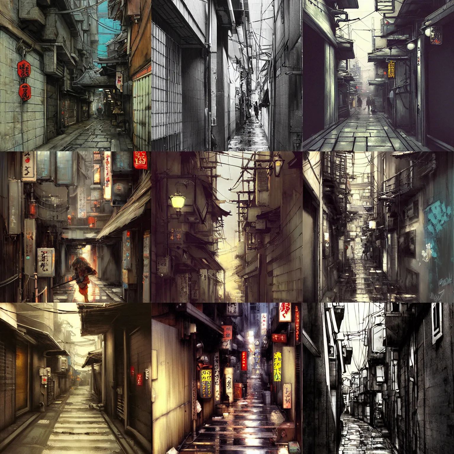 Prompt: tokyo alleyway by bayard wu, beautiful