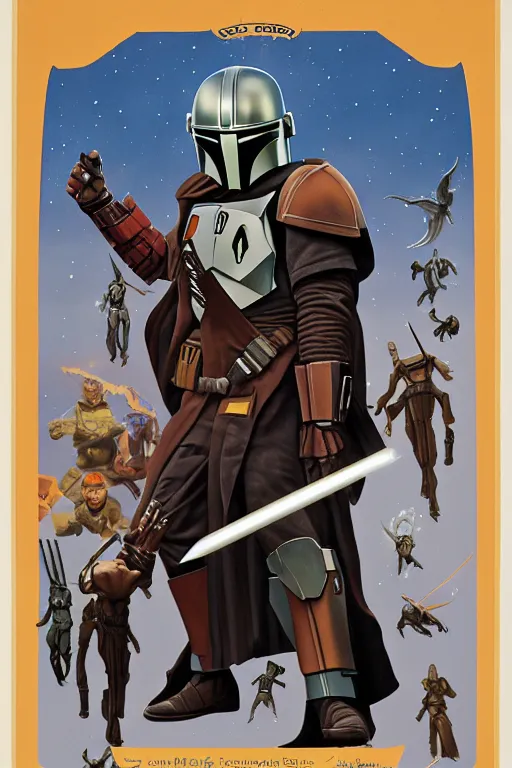 Image similar to A poster for The Mandalorian and Harry Potter, designed and painted by ralph mcquarrie