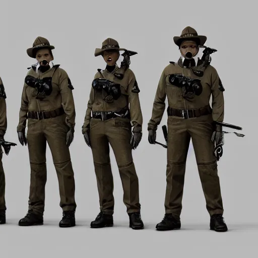 Prompt: ( ( beige ) ) undead uniform and caps zombie security officers trending on artstation very high detail 4 k 8 k hd