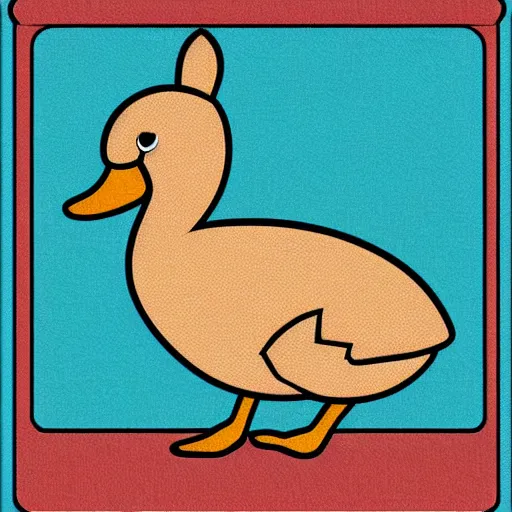 Image similar to icon of a duckrabbit, half duck half bunny, flat color, teal background