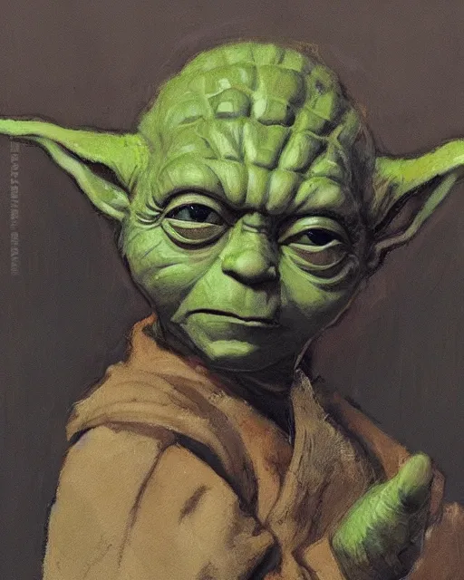 Image similar to portrait of yoda by greg rutkowski in the style of egon schiele