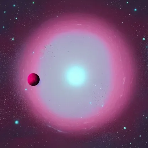 Image similar to an outer space planet that looks like a pink sprinkled donut, realistic fantasy illustration