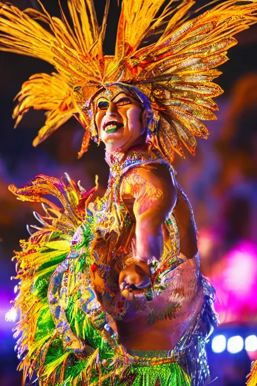 Image similar to a woman dancing in the carnaval in rio de janeiro. dramatic lighting. full body. detailed. pretty artistic. sharp focus