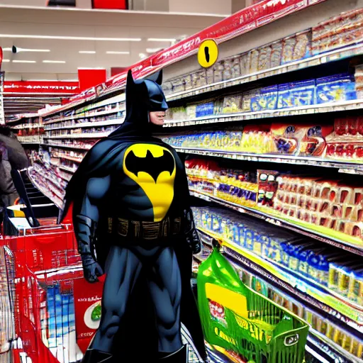 Prompt: Batman In a target buying groceries, HD, high resolution, hyper realistic, 4k, intricate detail