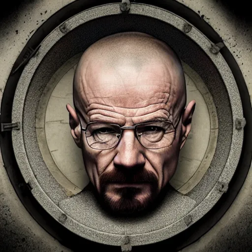 Image similar to Walter white hiding in a sewer, photorealistic, 4k