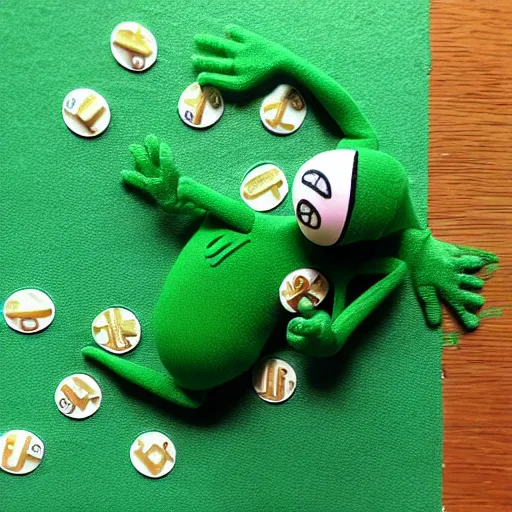 Prompt: “ spilled bottle of prescription pills next to sleeping kermit the frog ”