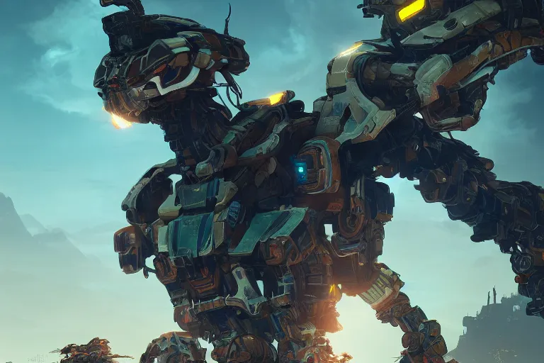 Image similar to stalker machine mecanical creature robot of horizon forbidden west horizon zero dawn radiating a glowing aura global illumination ray tracing hdr fanart arstation by ian pesty and alena aenami artworks in 4 k
