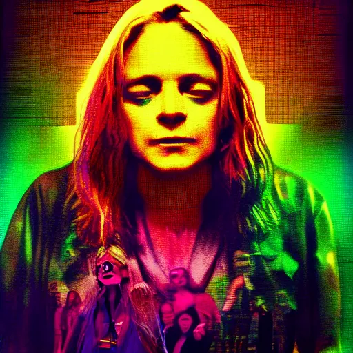 Image similar to psychoactive 🪰. Silence of the lambs movie poster. radioactive. pixel glitching. cool hack cyberpunk. 🪰🪰🪰🪰🪰. psychadelic rainbow colors. superglitch. wallhack