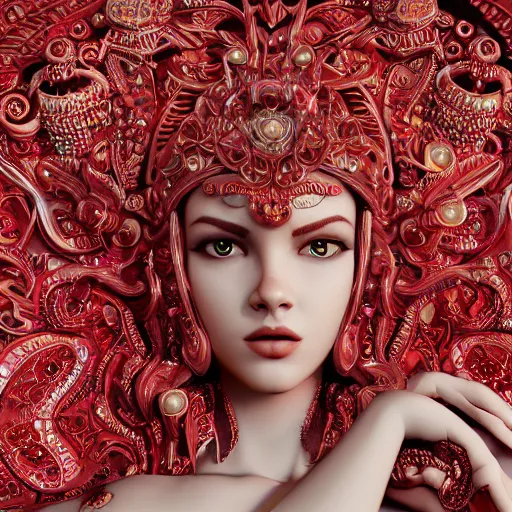 Image similar to princess of ruby, ornate, intricate, hyper detailed, masterpiece, 4 k, octane render