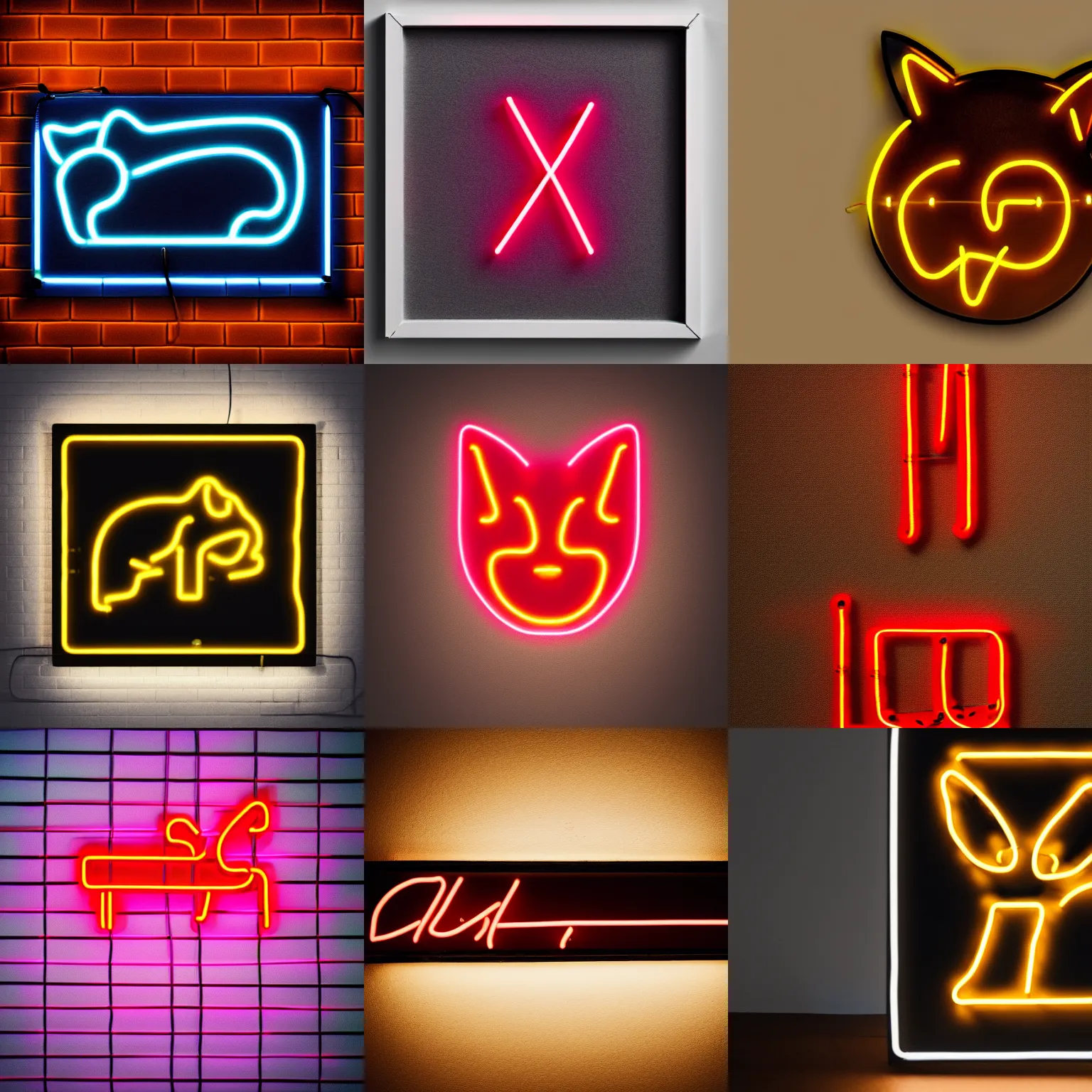 Prompt: a neon sign of a cat, studio lighting, 4k