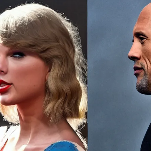 Image similar to Taylor Swift as Dwayne the Rock Johnson