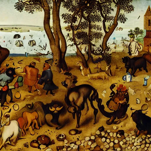 Image similar to of a crypto animal in the style of bruegel