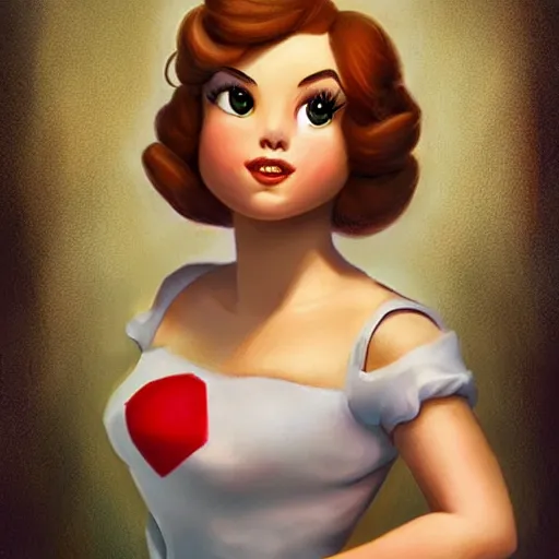 Image similar to princess daisy from super mario as realistic cute brunette human character art portrait, matte fantasy painting, deviantart artstation, by jason felix by steve argyle by tyler jacobson by peter mohrbacher, cinema c 9. 0