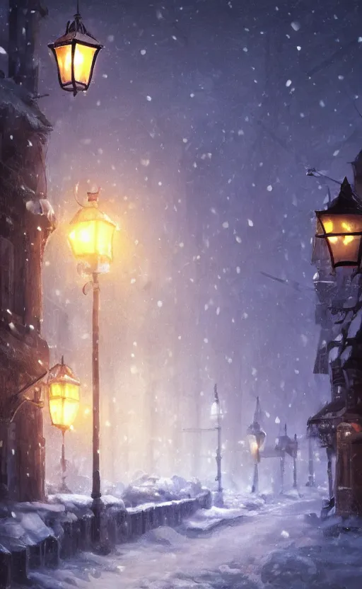 Prompt: a blurry ambient lantern in the distance of a snowy village at night, dynamic lighting, ambient lighting, atmospherical, photorealistic fantasy concept art, trending on art station, stunning visuals, creative, cinematic, ultra detailed