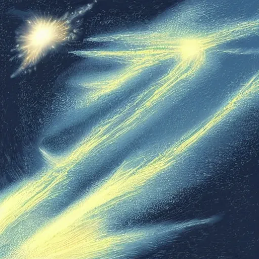 Prompt: a meteor striking the ocean causing large waves to form, highly detailed