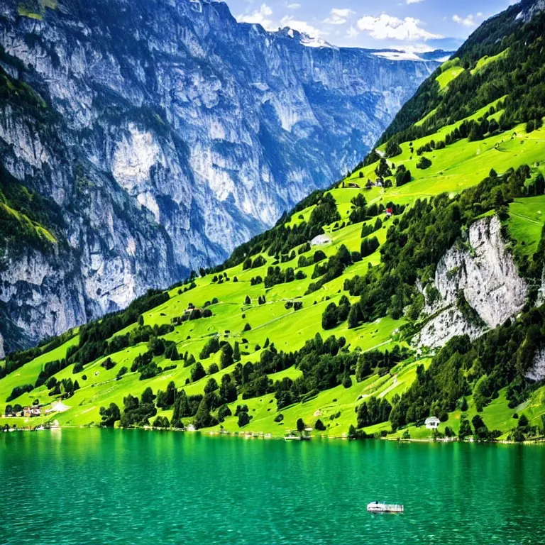 Prompt: Incredible beautiful landscape of Switzerland, stunning.