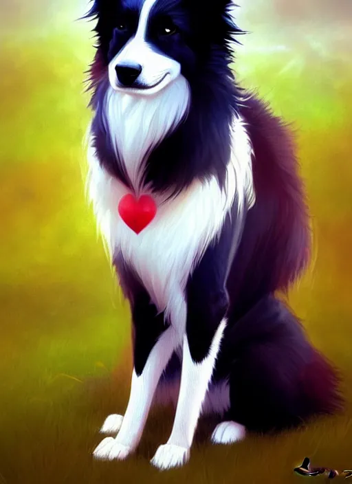 Prompt: wide angle beautiful full body portrait of a cute anthro male border collie fursona with two legs posing in front of a park, character design by charlie bowater, henry asencio, and ross tran, furry art, furaffinity, beautiful, glamor pose, detailed, aesthetic, trending on artstation