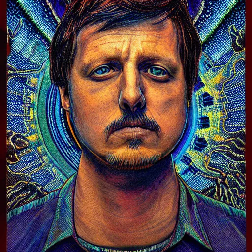 Prompt: sturgill simpson, portrait, by alex gray, dmt background, hallucinogenic, turtles all the way down