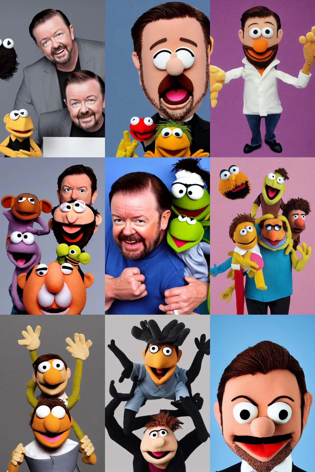 Prompt: ricky gervais as a muppet, high quality, 4 k