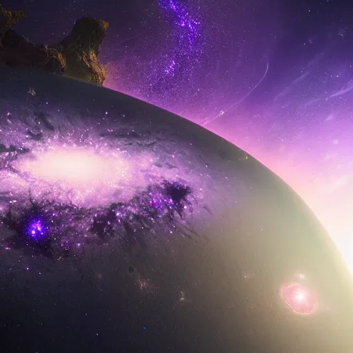 Image similar to a purple galaxy against the pitch black universe, matte painting, concept art, 4 k