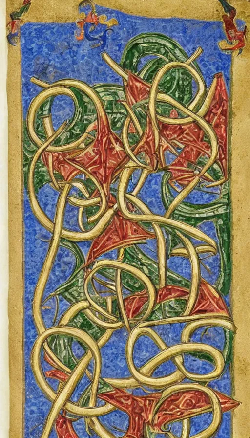 Prompt: illuminated medieval manuscript of DNA