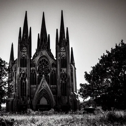 Prompt: an abandoned gothic cathedral on mars, DSLR photography 50mm
