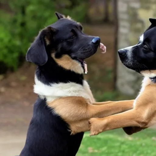 Image similar to Rare event captured on video two dogs fist bump eachother crazy insane