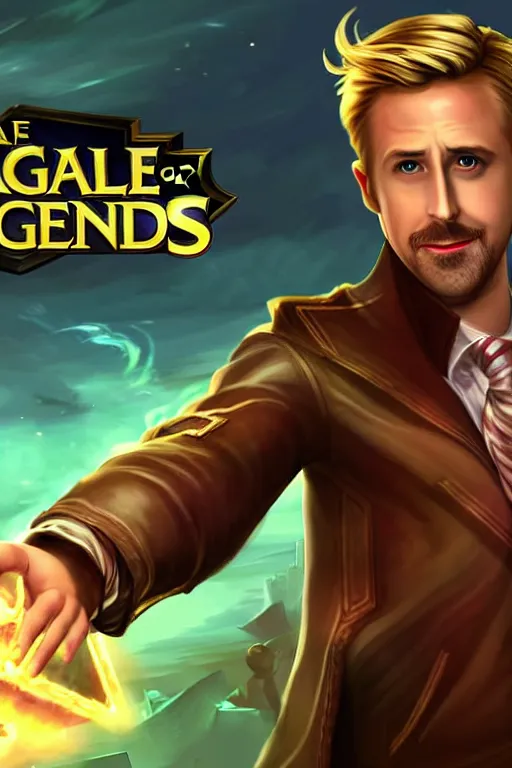 Image similar to ryan gosling as a character in the game league of legends, with a background based on the game league of legends, league of legends splash art, detailed face