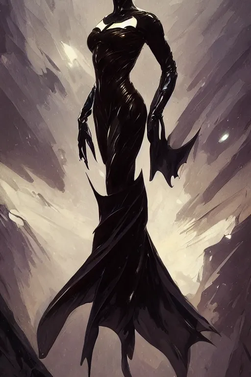 Image similar to elegant batman gown profile picture by greg rutkowski, dynamic pose, intricate, futuristic, fantasy, elegant, by stanley artgerm lau, greg rutkowski, thomas kindkade, alphonse mucha, loish, mugler, norman rockwell,