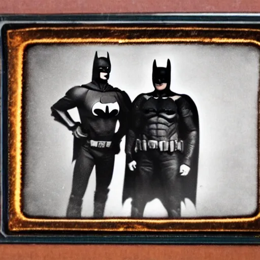 Prompt: Batman tintype photo