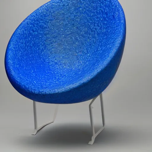 Image similar to an unrealistic hyper mega ellipsoid chair made of cobalt