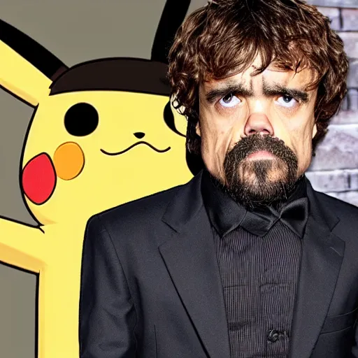 Image similar to peter dinklage disguised as pikachu