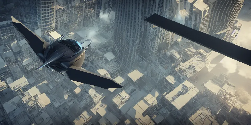 Image similar to wingless anti gravity aircraft flying over future cities, 3 dmax, vray, maya, pixar, unrea 5, hyperrealistic, octane render, dynamic lighting, intricate detail.