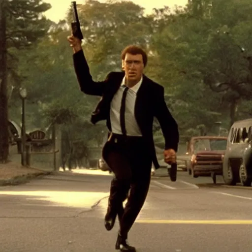 Image similar to Live Action Still of Jerma985 in Dirty Harry, real life, hyperrealistic, ultra realistic, realistic, highly detailed, epic, HD quality, 8k resolution, body and headshot, film still