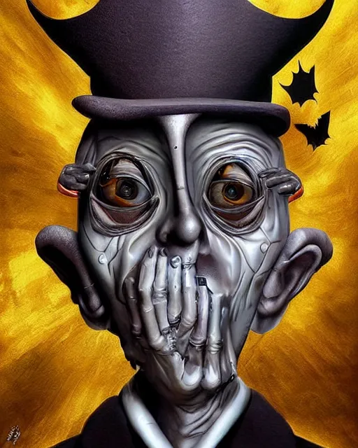 Prompt: halloween robot theme surrealist art in the styles of igor morski, jim warren, and a tim burton film, intricate, hyperrealistic, accurate facial details, profile picture with chromakey!!!!! background, volumetric lighting