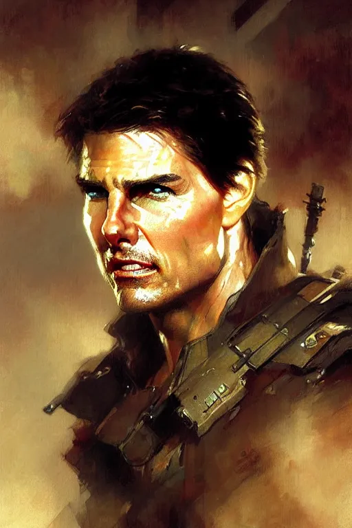 Prompt: tom cruise portrait dnd, painting by gaston bussiere, craig mullins, greg rutkowski, yoji shinkawa