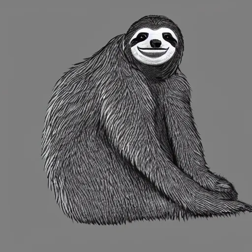 Prompt: sloth stoned af, noir animation, drawing, contrast shadows, detailed fur