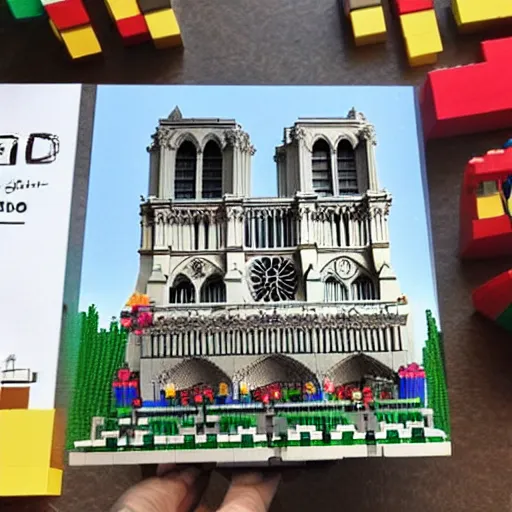 Image similar to notre dame de paris in lego blocks