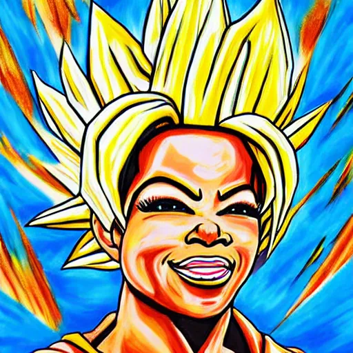 Image similar to Super Saiyan Oprah, painting