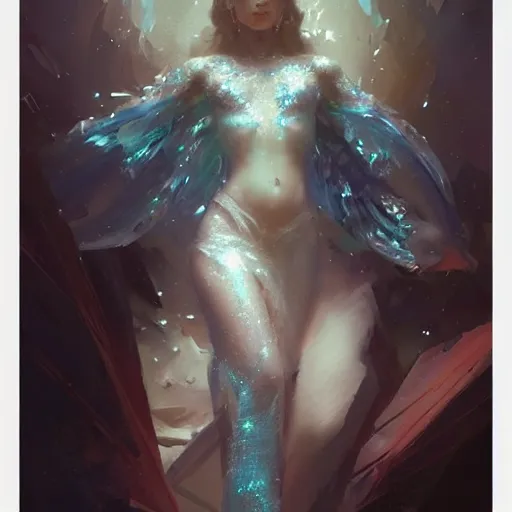 Prompt: a beautiful portrait of a crystal goddess by greg rutkowski and raymond swanland, trending on artstation, ultra realistic digital art
