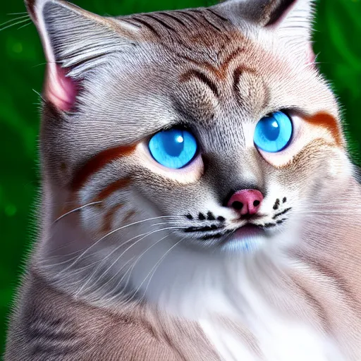 Image similar to kitty bird hybrid, cute, strong legs, lynx point siamese, adorable, realistic, 4 k, detailed