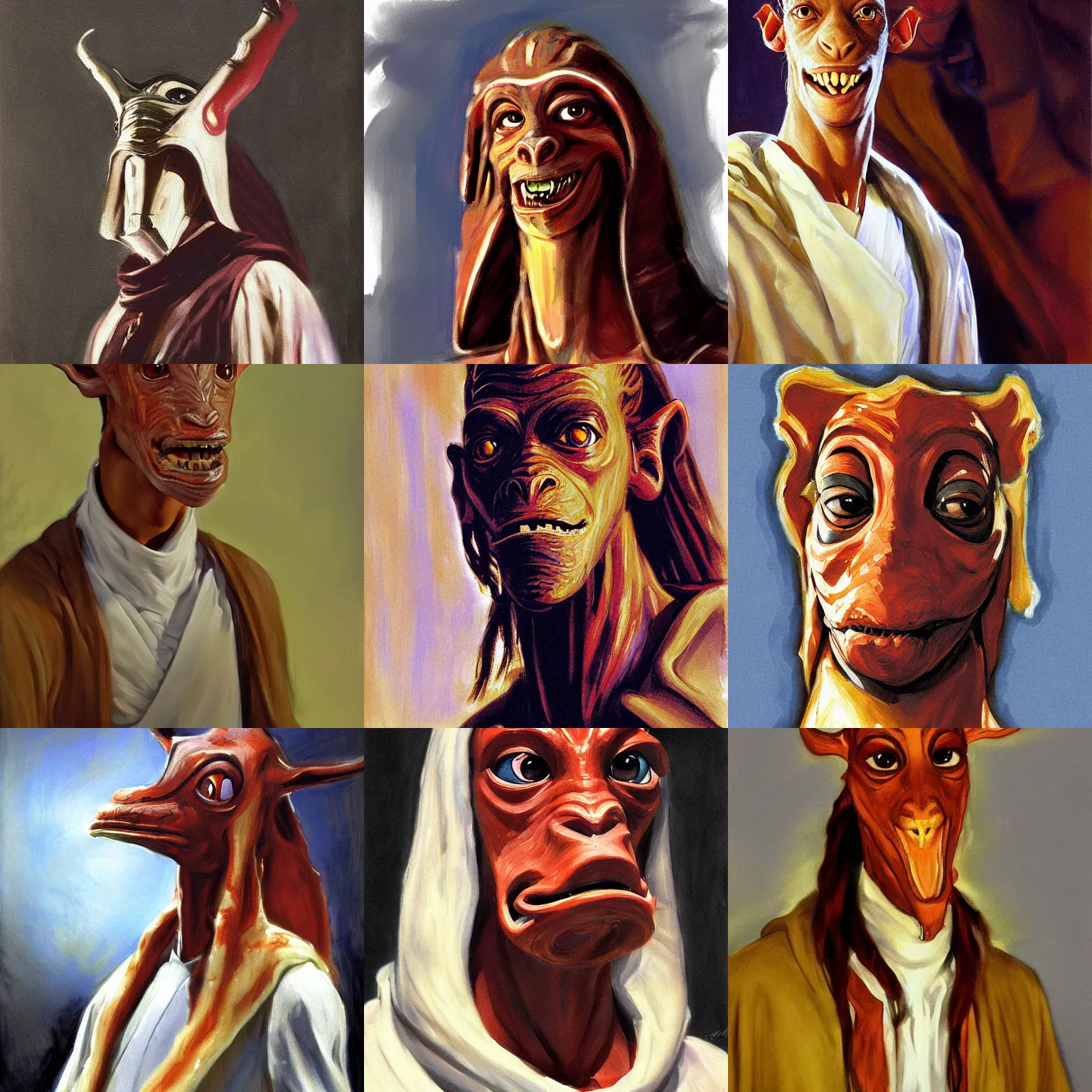 Prompt: jar jar binks painted by john singer sargent