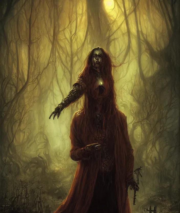 Image similar to graverobber shade, mysterious, fantasy artwork, godrays, warm colors, by seb mckinnon